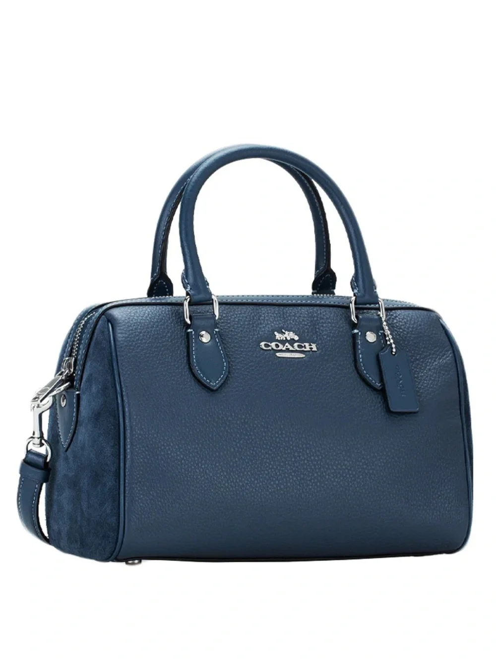 Coach Rowan Satchel Pebbled Leather Silver/Denim Crossbody CM102
